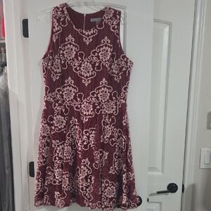 Danny & Nicole Burgundy and Cream Lace Mini Dress